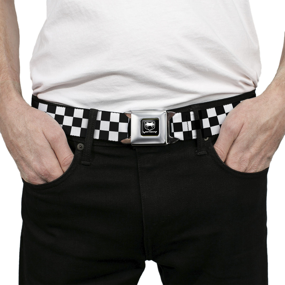 Dodge Viper Seatbelt Belt - Checker Black/White Webbing Seatbelt Belts Dodge