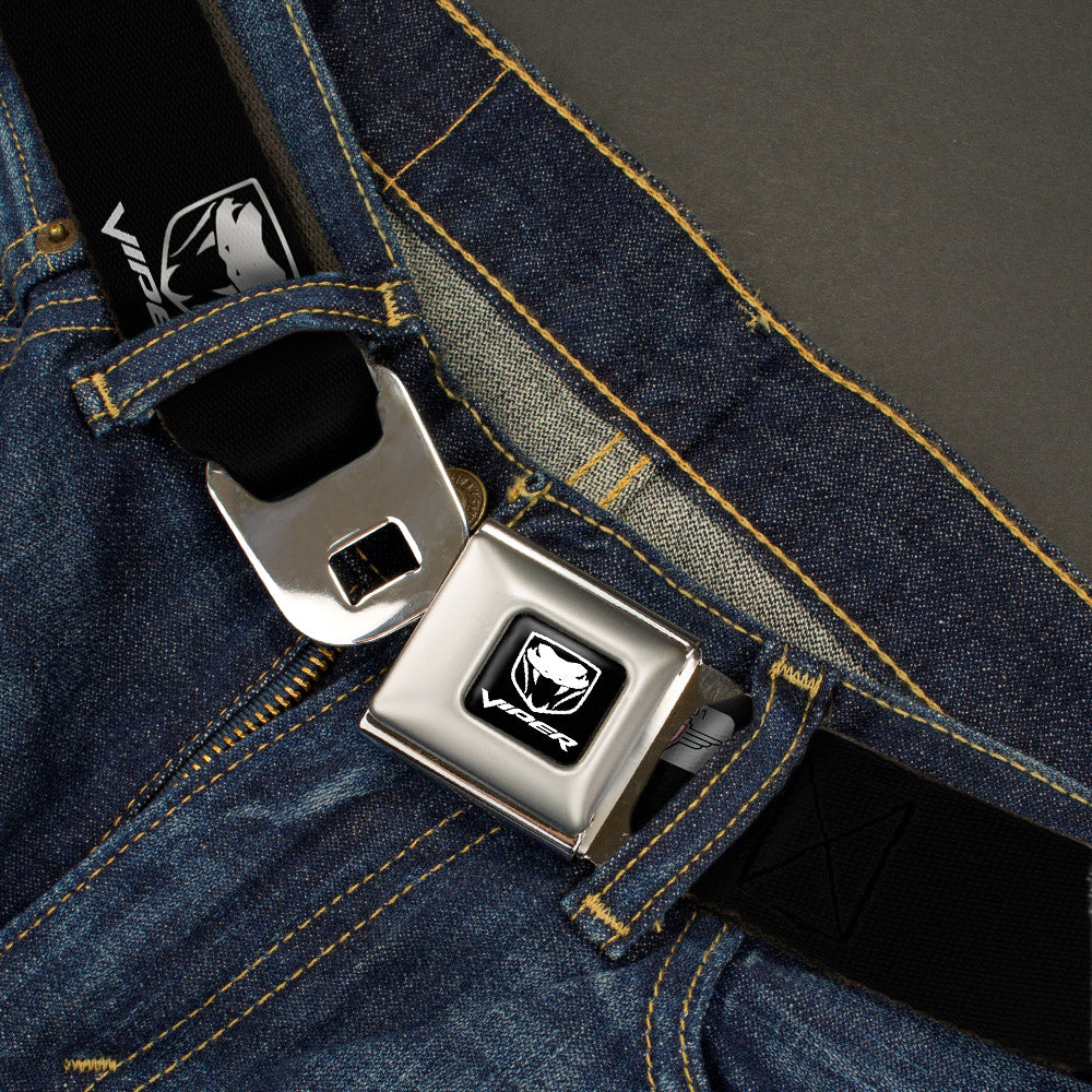 Dodge Viper Seatbelt Belt - Dodge Viper Black/Silver Logo REPEAT Webbing Seatbelt Belts Dodge