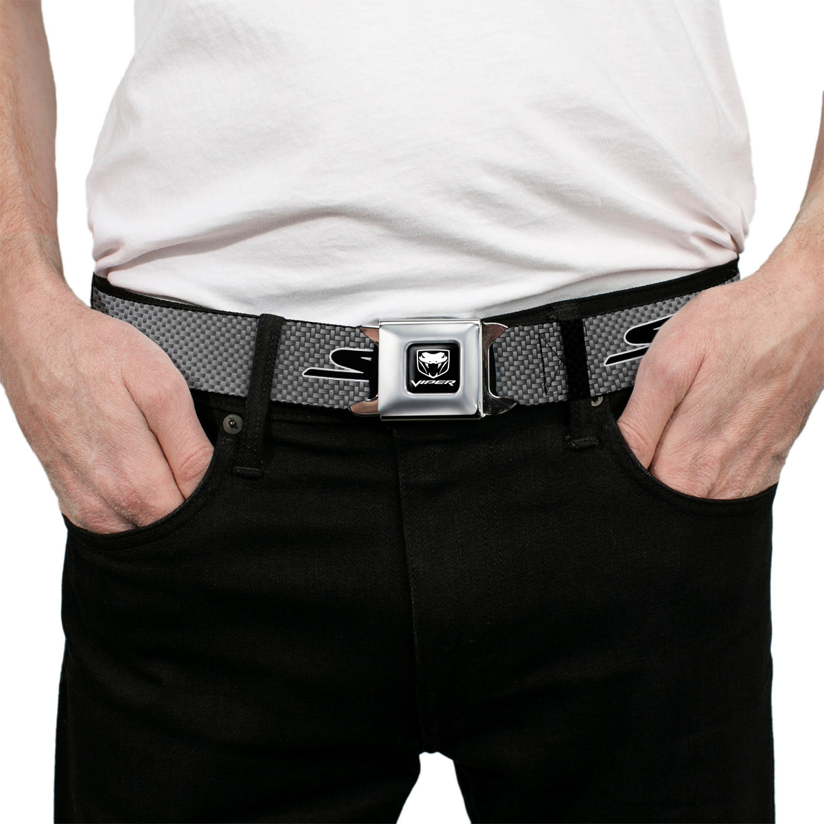 Dodge Viper Seatbelt Belt - SRT Carbon Fiber Silver/White/Black Webbing Seatbelt Belts Dodge