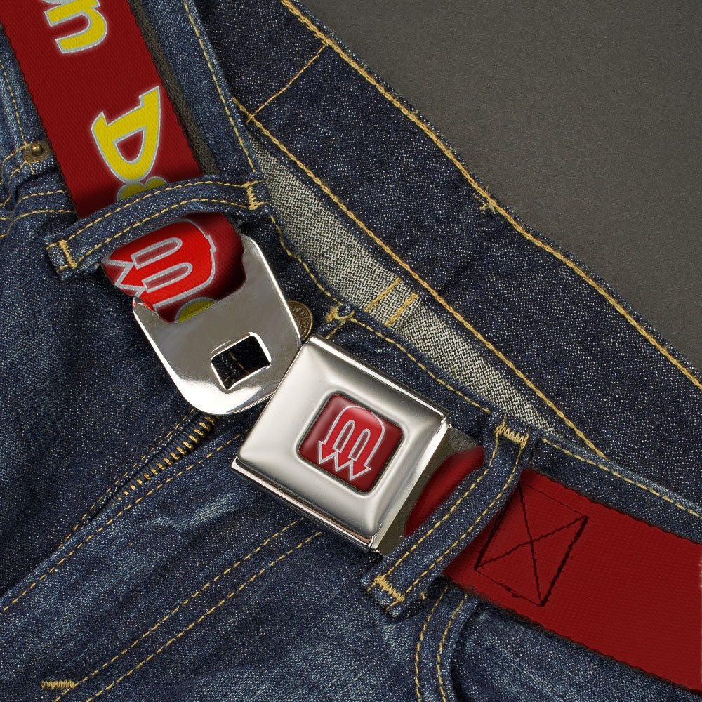 Vintage Dodge Demon Logo Full Color Burgundy Silver Red Seatbelt Belt - Vintage Dodge DEMON Burgundy/Yellow/Red Webbing Seatbelt Belts Dodge