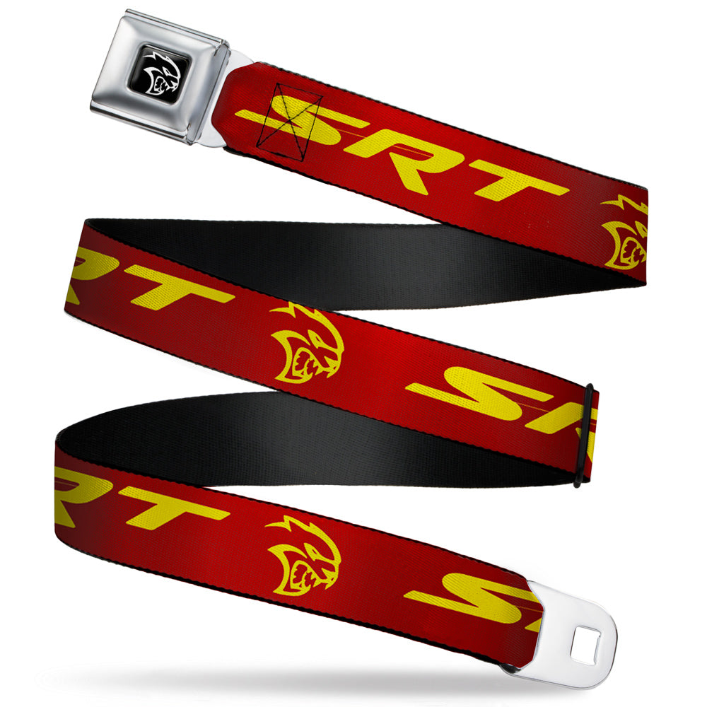 Dodge Hellcat Logo Full Color Black White Seatbelt Belt - Dodge SRT/Hellcat Logo Burgundy/Yellow Webbing Seatbelt Belts Dodge