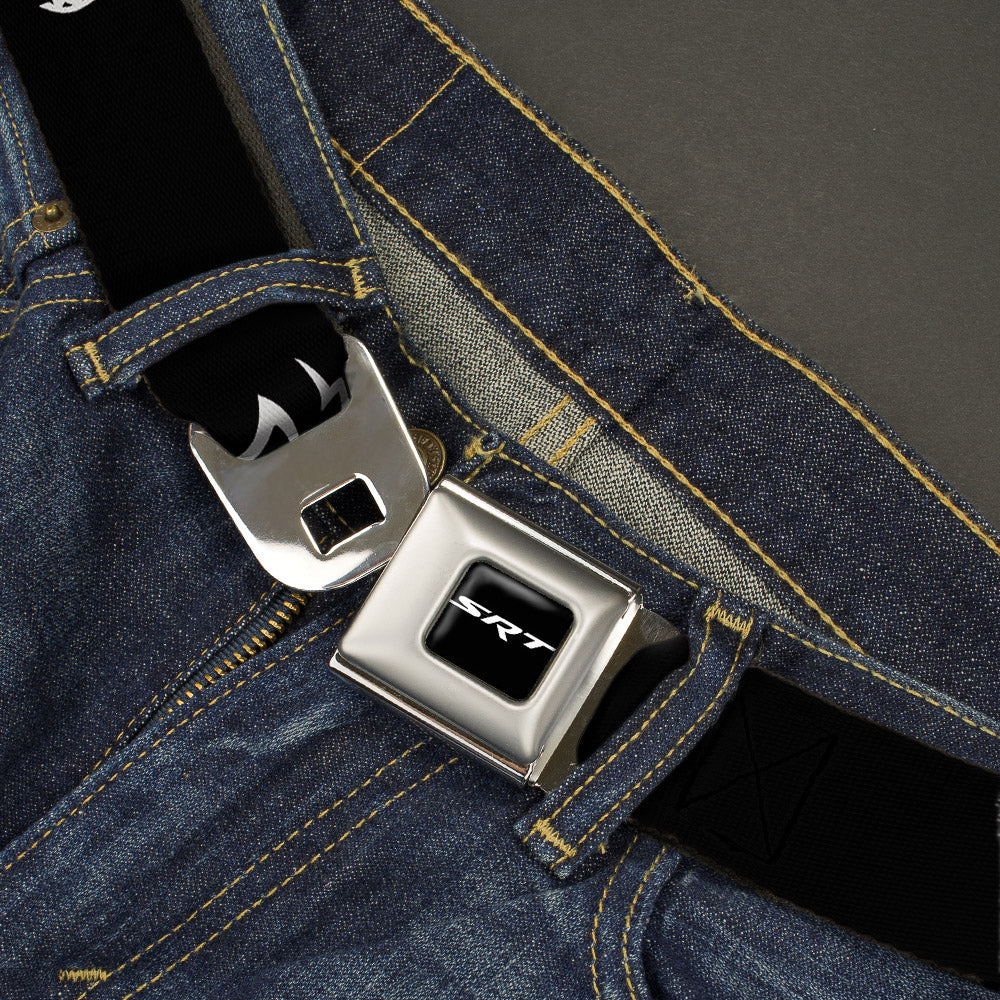 SRT Logo Full Color Black White Seatbelt Belt - Dodge Hellcat Logo Black/White Webbing Seatbelt Belts Dodge