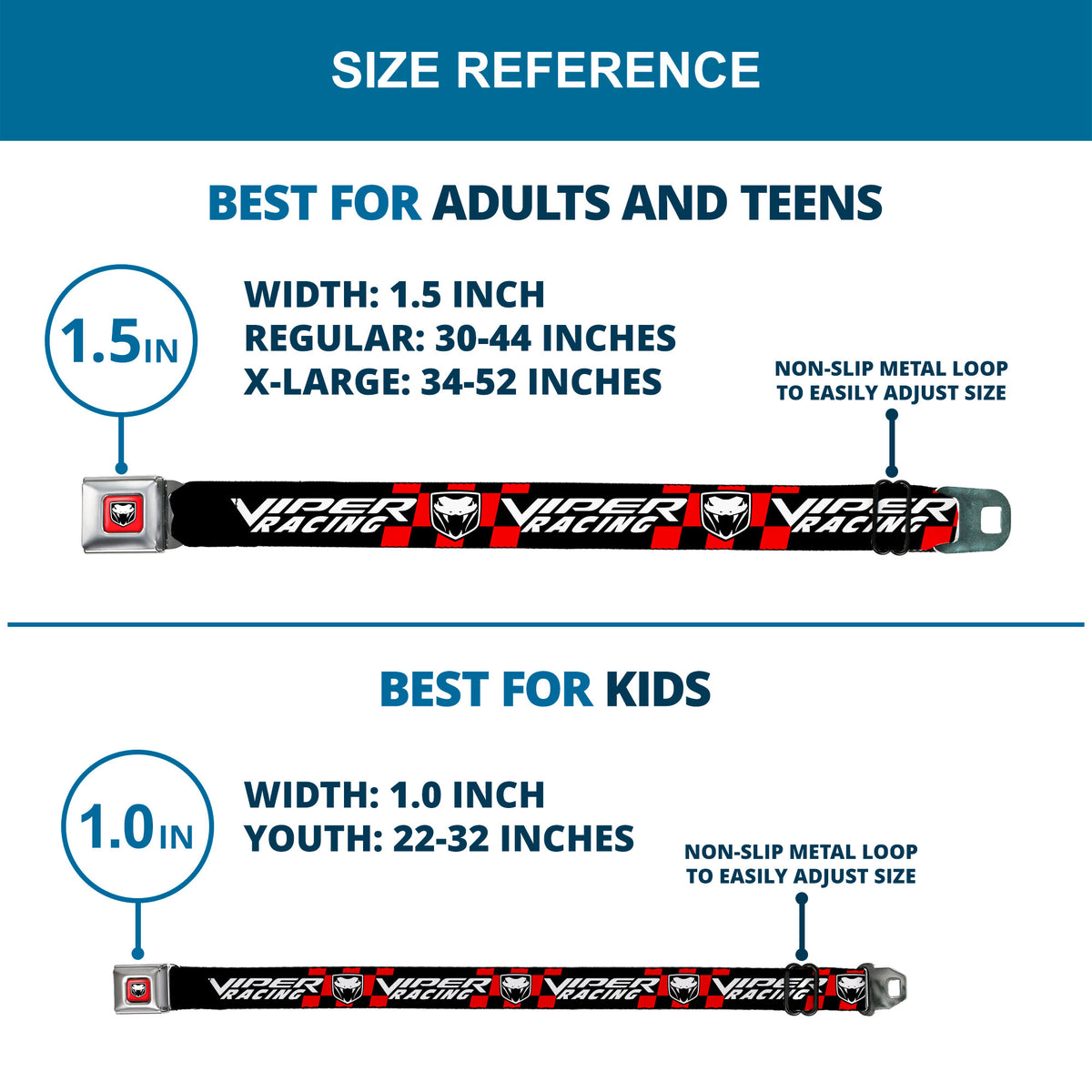 Viper Logo Full Color Red/Black/White Seatbelt Belt - VIPER RACING Logo Checker Black/Red/White Webbing Seatbelt Belts Dodge