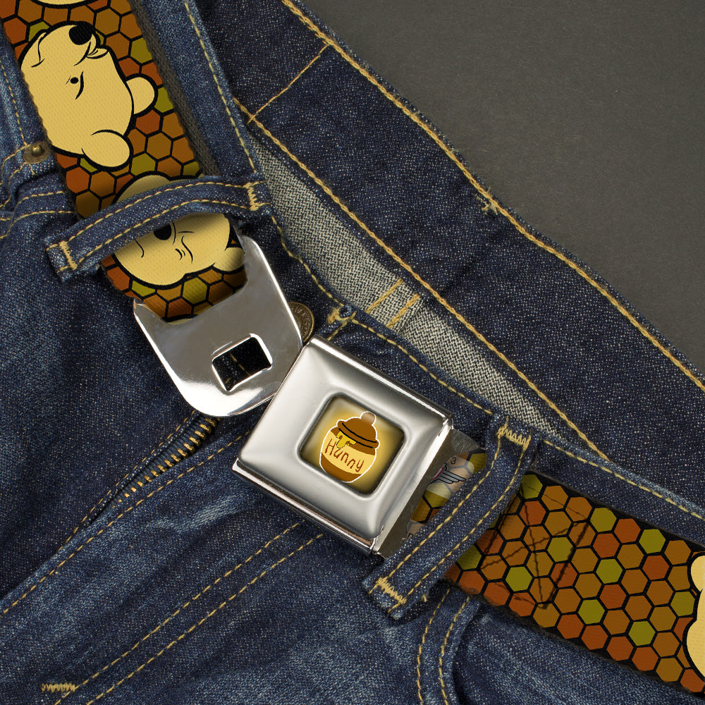 HUNNY Pot Full Color Black/Browns Seatbelt Belt - Winnie the Pooh Expressions/Honeycomb Black/Browns Webbing Seatbelt Belts Disney
