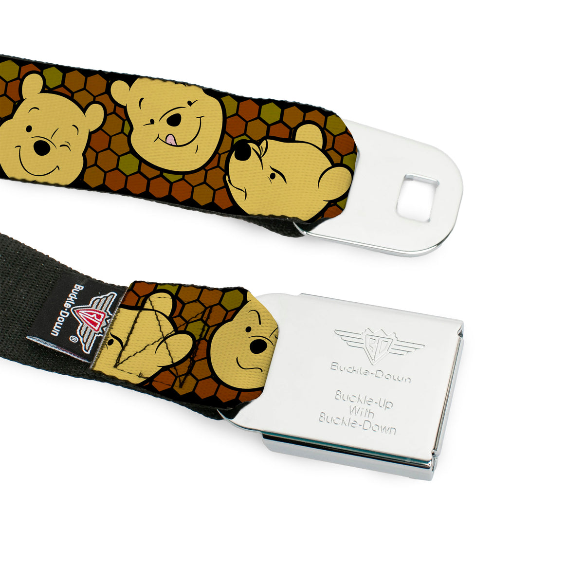 HUNNY Pot Full Color Black/Browns Seatbelt Belt - Winnie the Pooh Expressions/Honeycomb Black/Browns Webbing Seatbelt Belts Disney