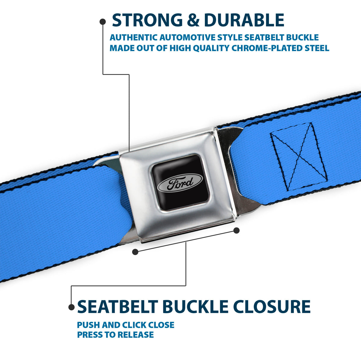 Ford Emblem Seatbelt Belt - Baby Blue Webbing Seatbelt Belts Ford