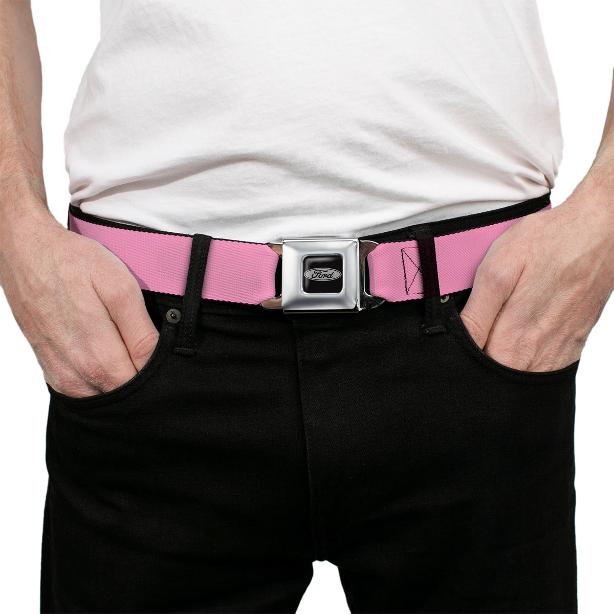 Ford Emblem Seatbelt Belt - Baby Pink Webbing Seatbelt Belts Ford