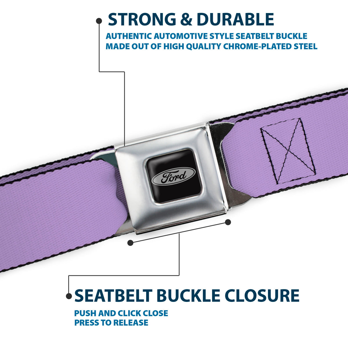 Ford Emblem Seatbelt Belt - Lavender Webbing Seatbelt Belts Ford
