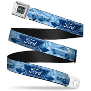 Ford Emblem Seatbelt Belt - Vintage Ford Logo/1967 Galaxie 500/Stars Blues Webbing Seatbelt Belts Ford