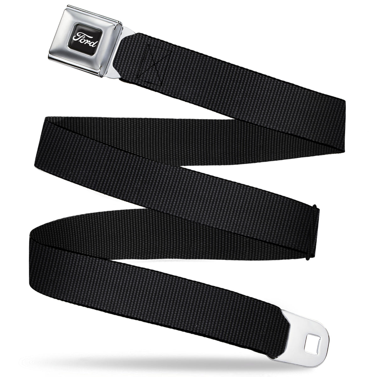 FORD Script Full Color Black/White Seatbelt Belt - Black Webbing Seatbelt Belts Ford