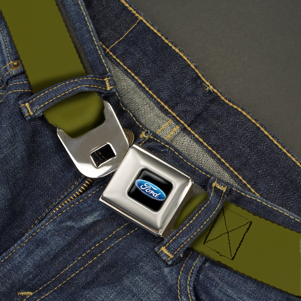 Ford Oval Full Color Black/Blue Seatbelt Belt - Olive Webbing Seatbelt Belts Ford