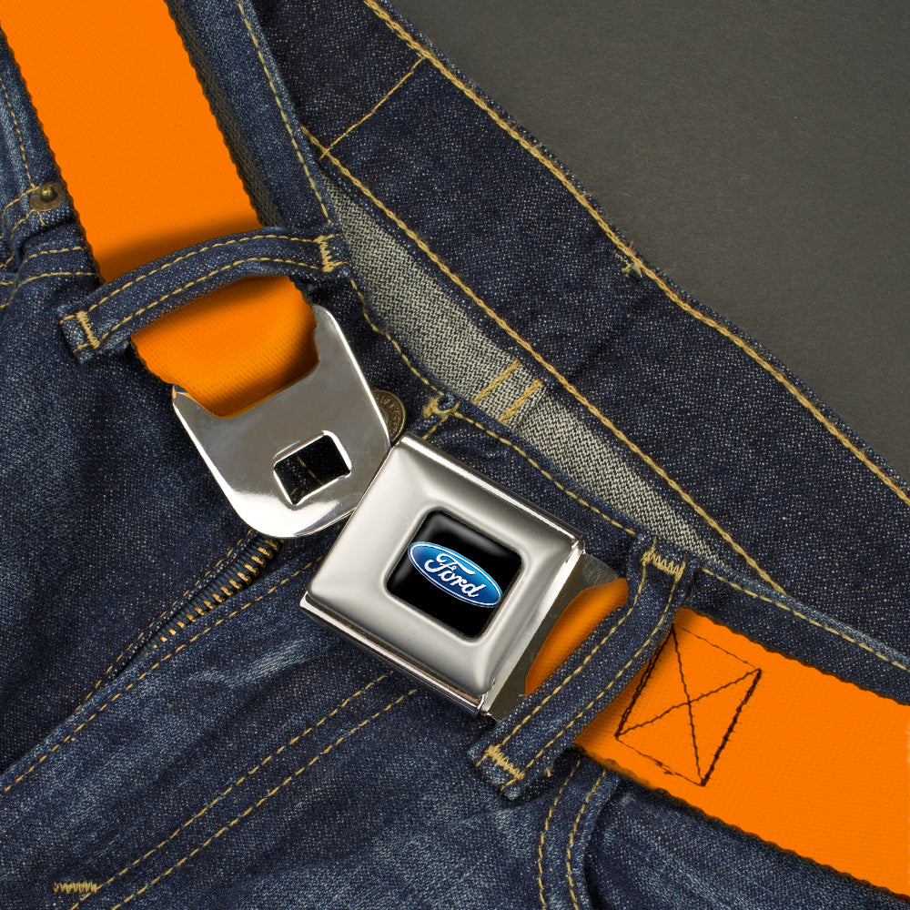Ford Oval Full Color Black/Blue Seatbelt Belt - Orange Webbing Seatbelt Belts Ford
