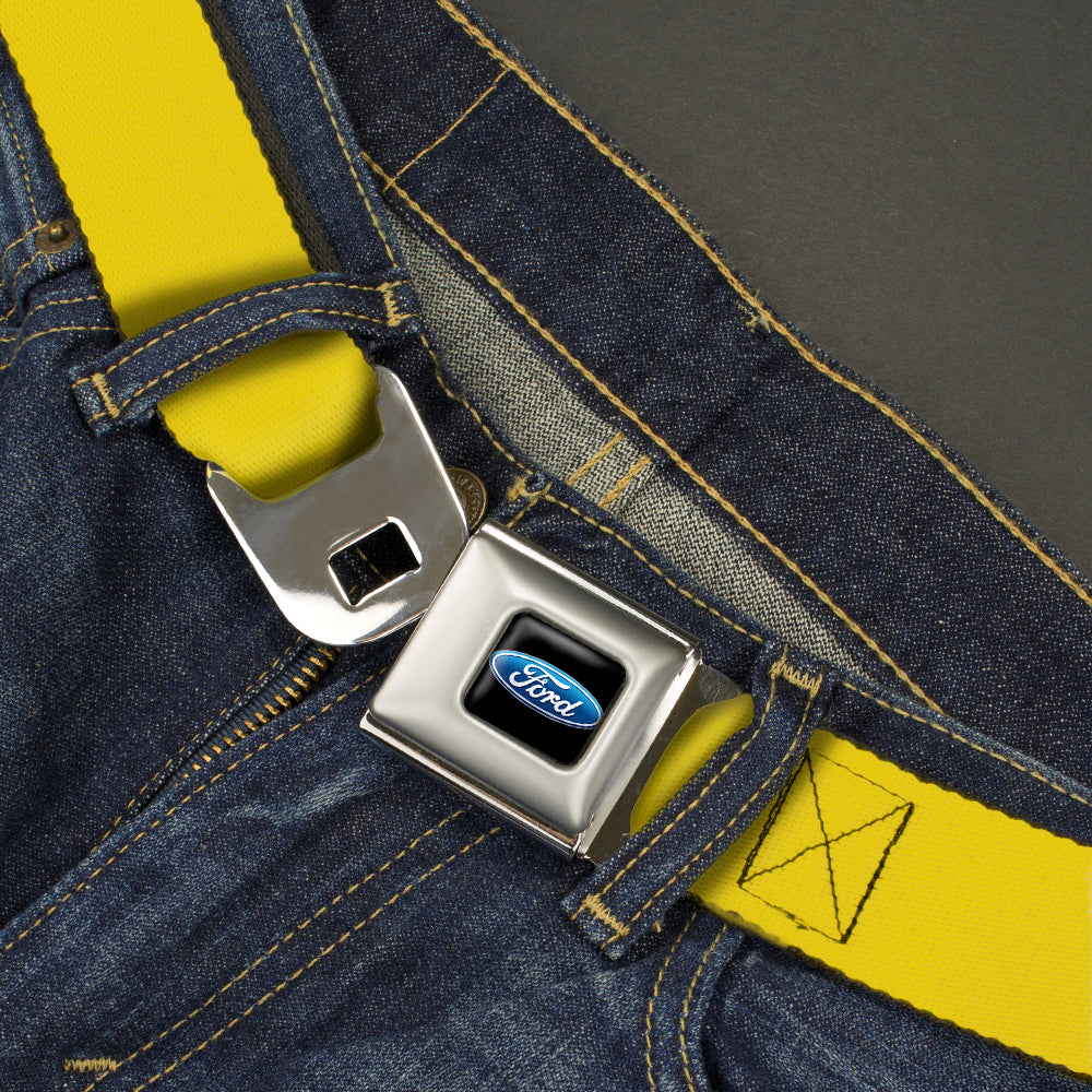Ford Oval Full Color Black/Blue Seatbelt Belt - Yellow Webbing Seatbelt Belts Ford