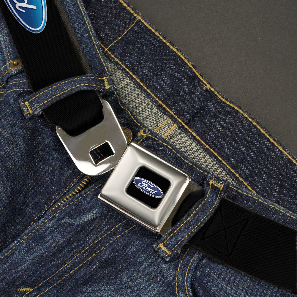 Ford Oval Full Color Black Blue Seatbelt Belt - Ford Oval Logo REPEAT Webbing Seatbelt Belts Ford