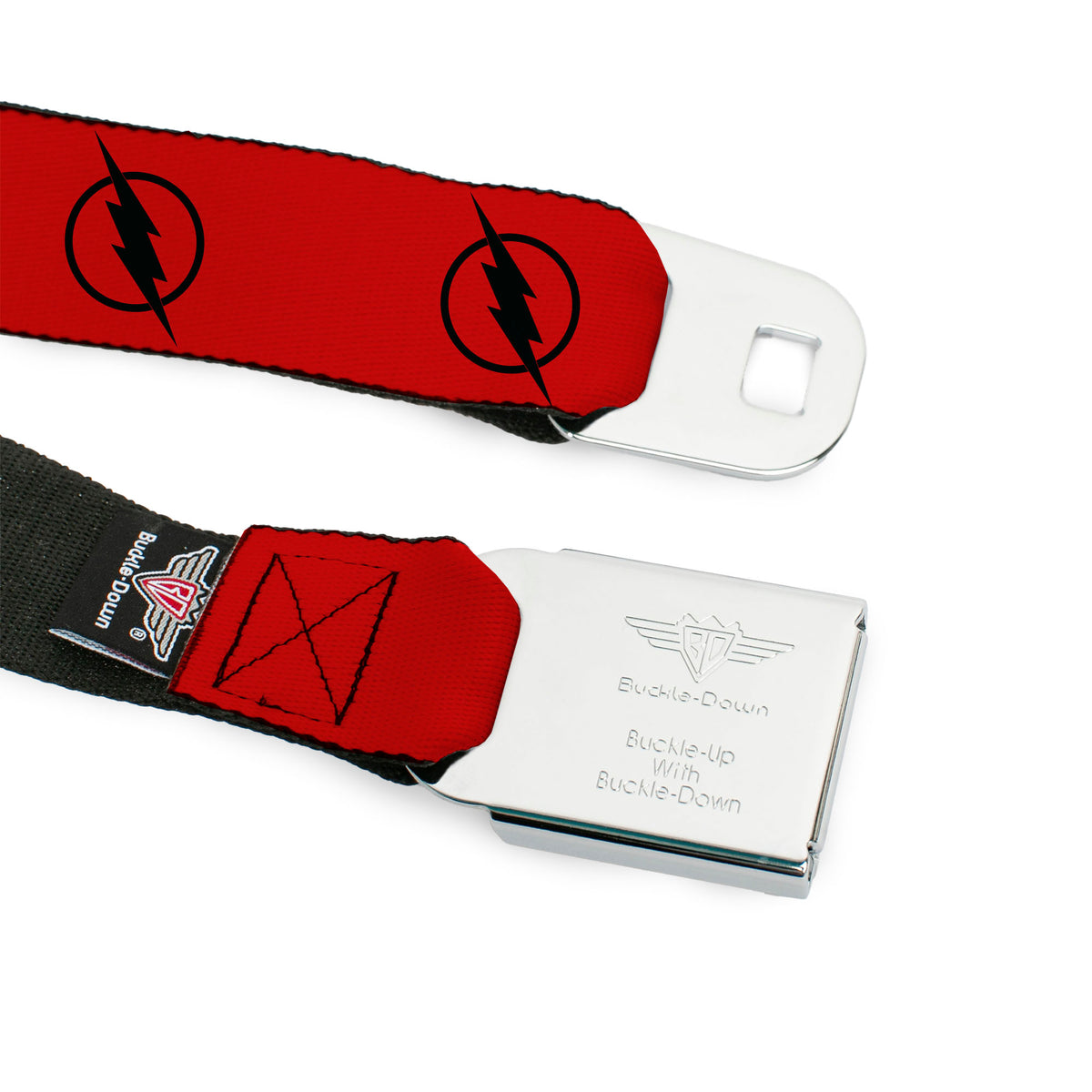 Reverse Flash Logo Full Color Red Black Seatbelt Belt - Reverse Flash Logo Red/Black Webbing Seatbelt Belts DC Comics