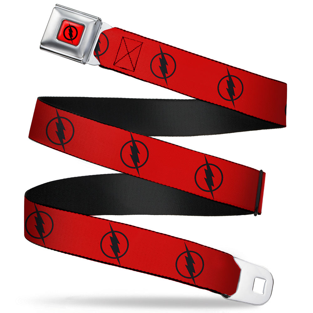 Reverse Flash Logo Full Color Red Black Seatbelt Belt - Reverse Flash Logo Red/Black Webbing Seatbelt Belts DC Comics