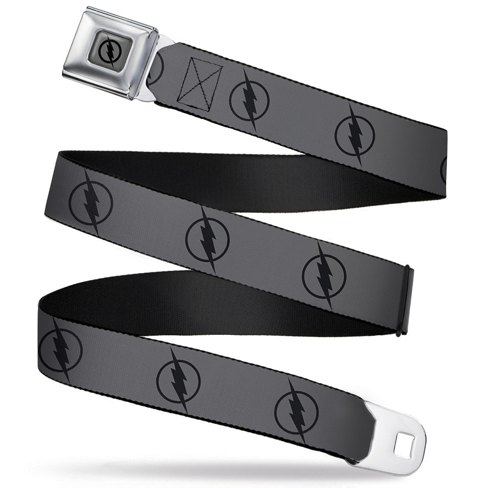 Reverse Flash Logo Full Color Gray Black Seatbelt Belt - Reverse Flash Logo Gray/Black Webbing Seatbelt Belts DC Comics
