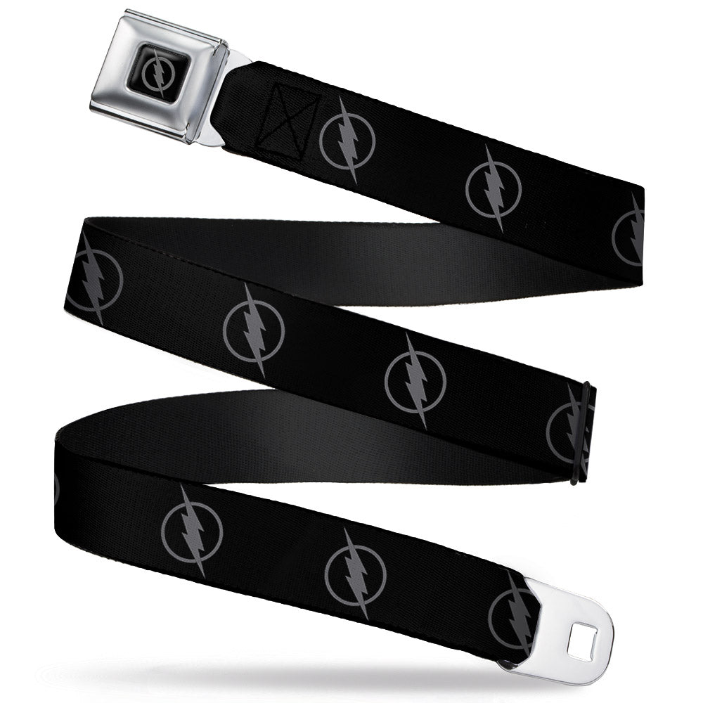 Reverse Flash Logo Full Color Black Gray Seatbelt Belt - Reverse Flash Logo Black/Gray Webbing Seatbelt Belts DC Comics