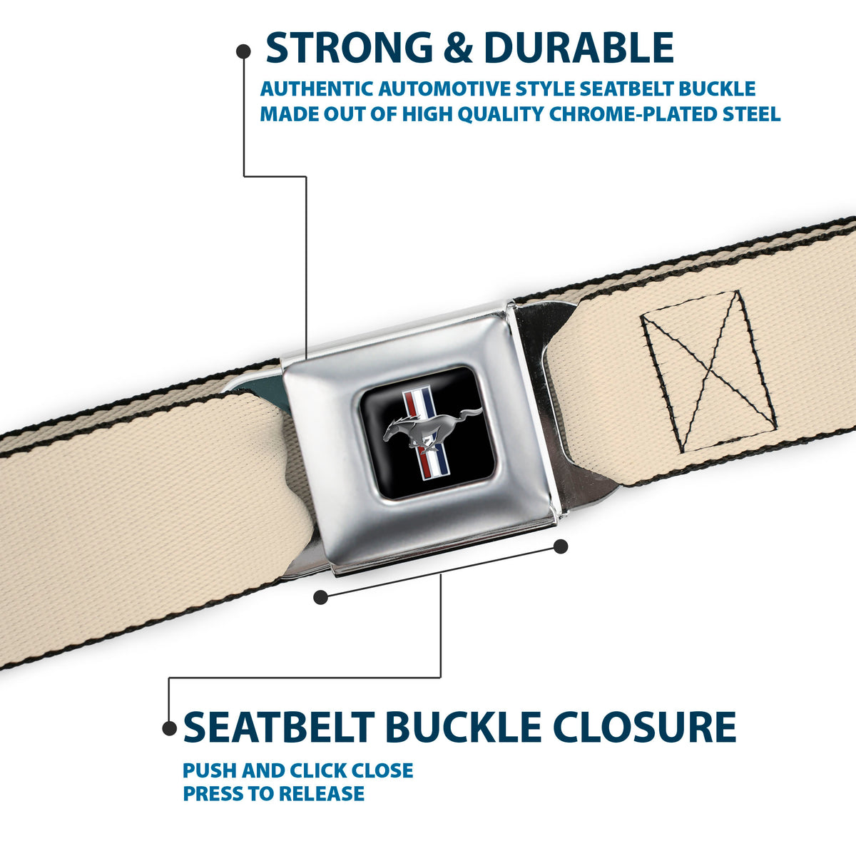 Ford Mustang Seatbelt Belt - Natural Webbing Seatbelt Belts Ford