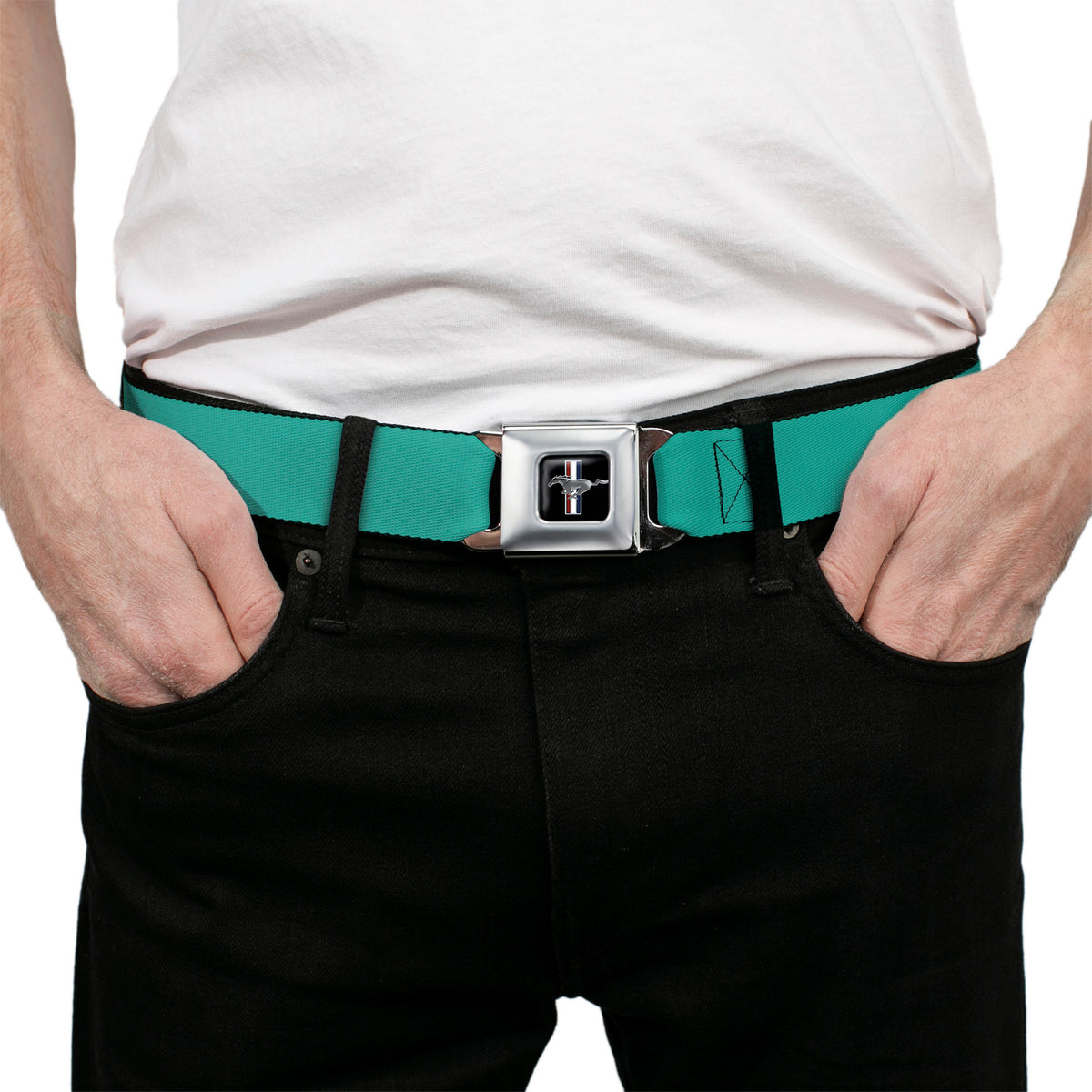 Ford Mustang Seatbelt Belt - Teal Webbing Seatbelt Belts Ford