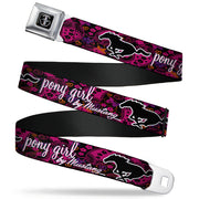 FORD MUSTANG Tri-Bar Logo Full Color Black White Silver Red Blue Seatbelt Belt - Mustang PONY GIRL/Floral Collage Black/Pinks/White Webbing Seatbelt Belts Ford