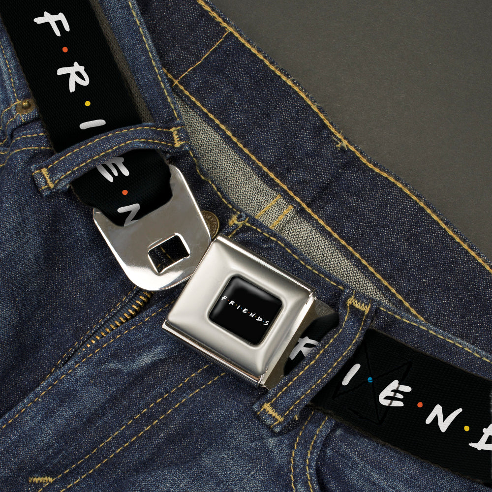 FRIENDS Logo Full Color Black/White/Multi Color Seatbelt Belt - FRIENDS Logo Black/White/Multi Color Webbing Seatbelt Belts Friends
