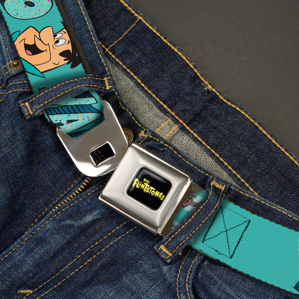 THE FLINTSTONES Logo Full Color Black Yellow Seatbelt Belt - Fred Face YABBA DABBA DOO Blues Webbing Seatbelt Belts The Flintstones
