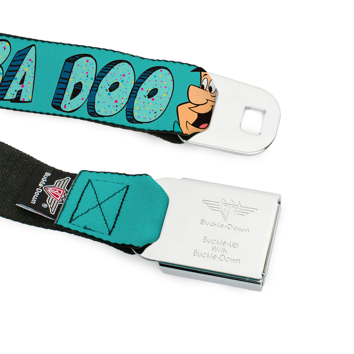 THE FLINTSTONES Logo Full Color Black Yellow Seatbelt Belt - Fred Face YABBA DABBA DOO Blues Webbing Seatbelt Belts The Flintstones