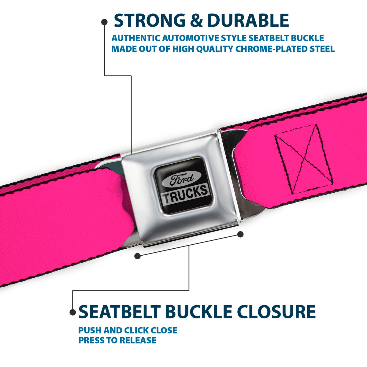 Ford Trucks Seatbelt Belt - Neon Pink Webbing Seatbelt Belts Ford