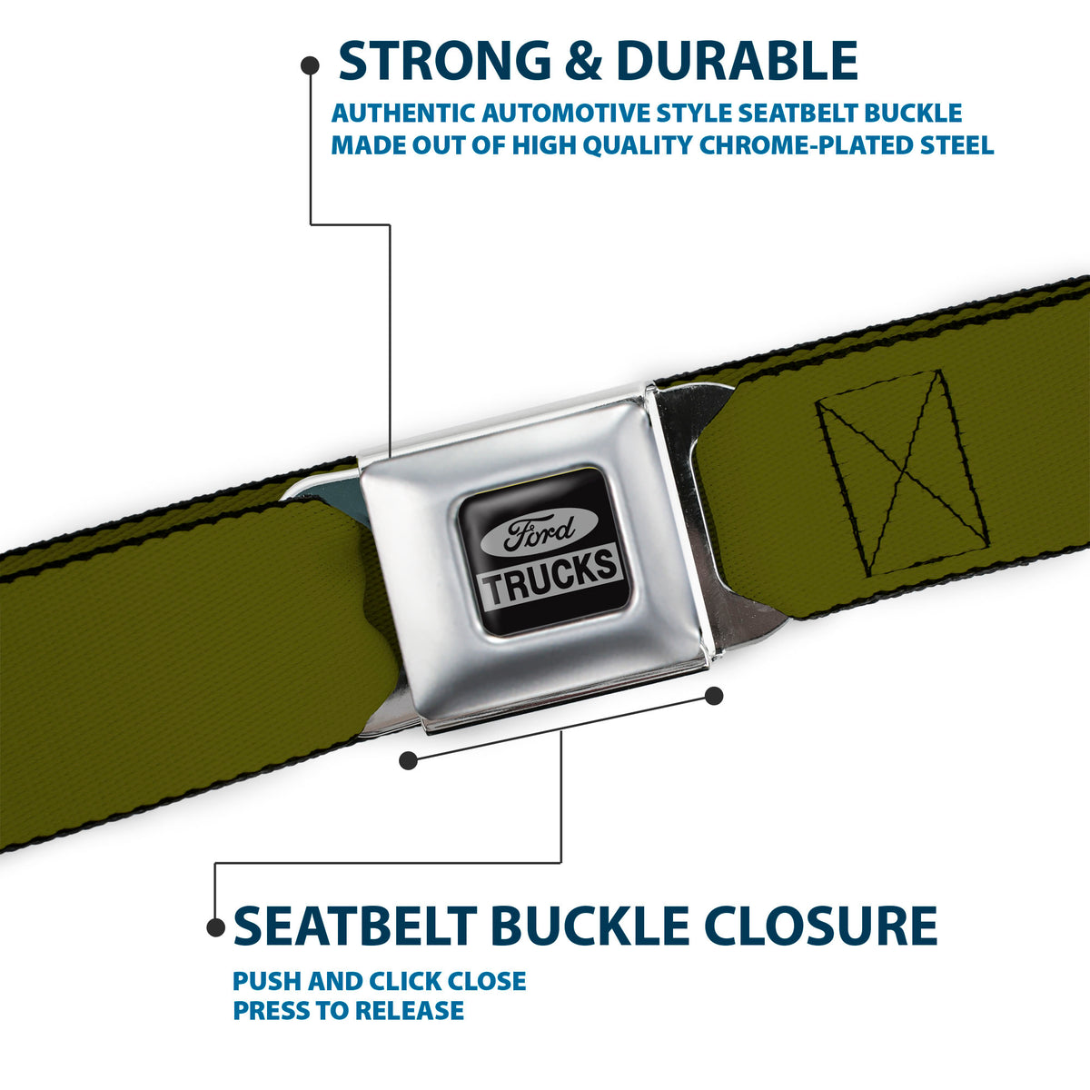 Ford Trucks Seatbelt Belt - Olive Webbing Seatbelt Belts Ford