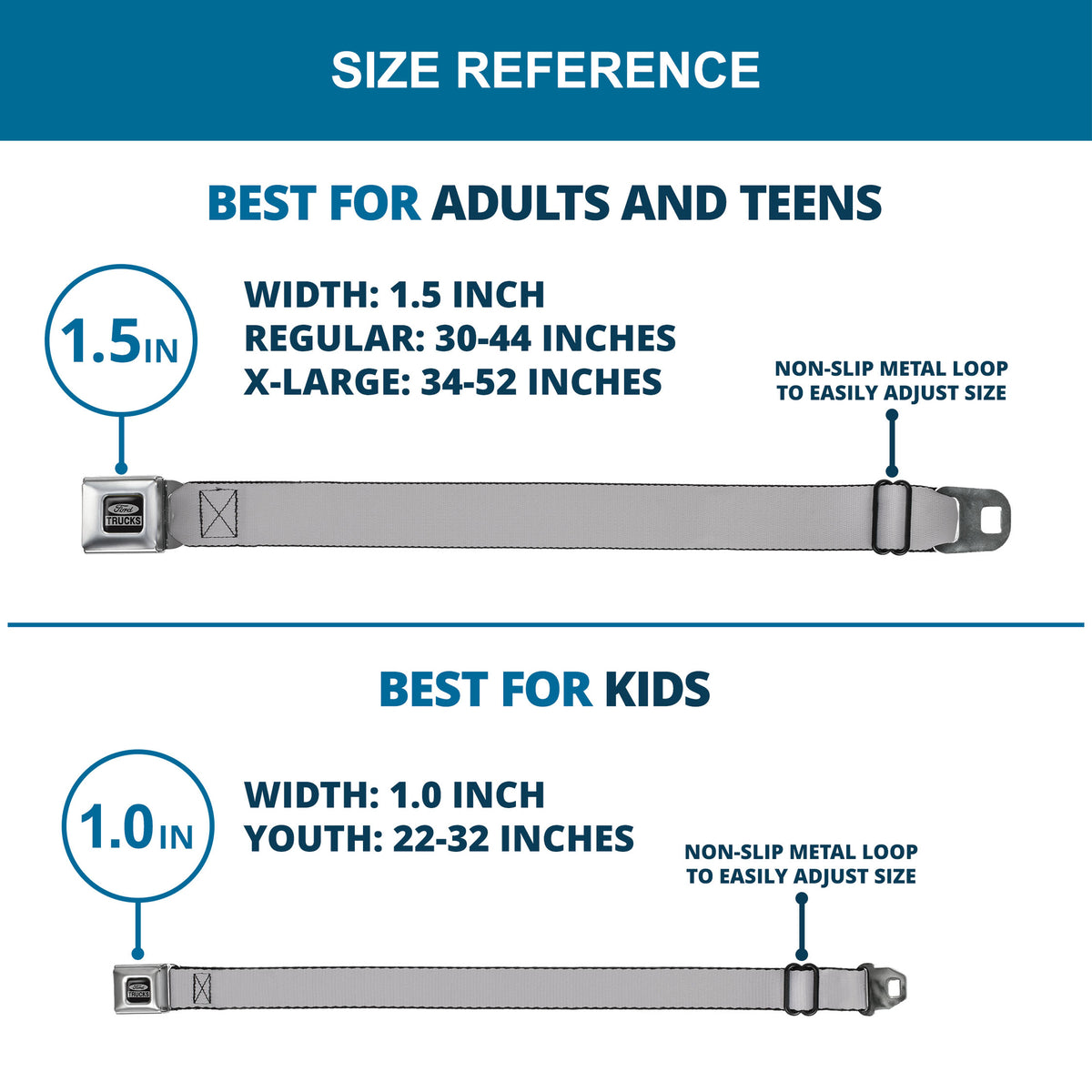 Ford Trucks Seatbelt Belt - Silver Webbing Seatbelt Belts Ford