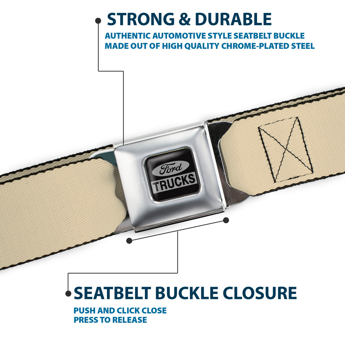 Ford Trucks Seatbelt Belt - Tan Webbing Seatbelt Belts Ford
