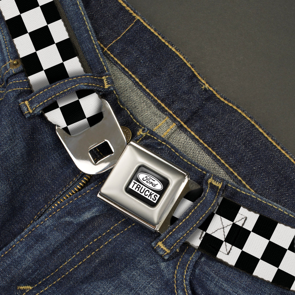 Ford Trucks Seatbelt Belt - Checker Black/White Webbing Seatbelt Belts Ford