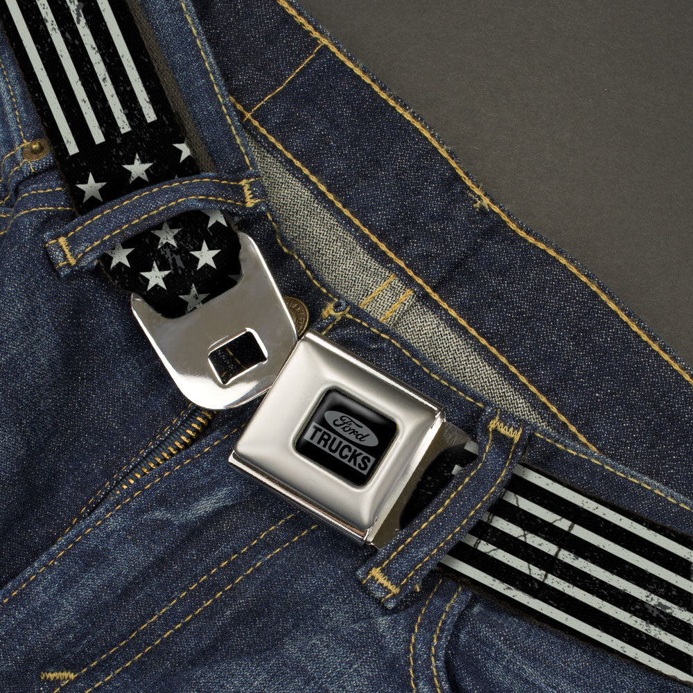 Ford Trucks Seatbelt Belt - Americana Stars & Stripes2 Weathered Black/Gray Seatbelt Belts Ford