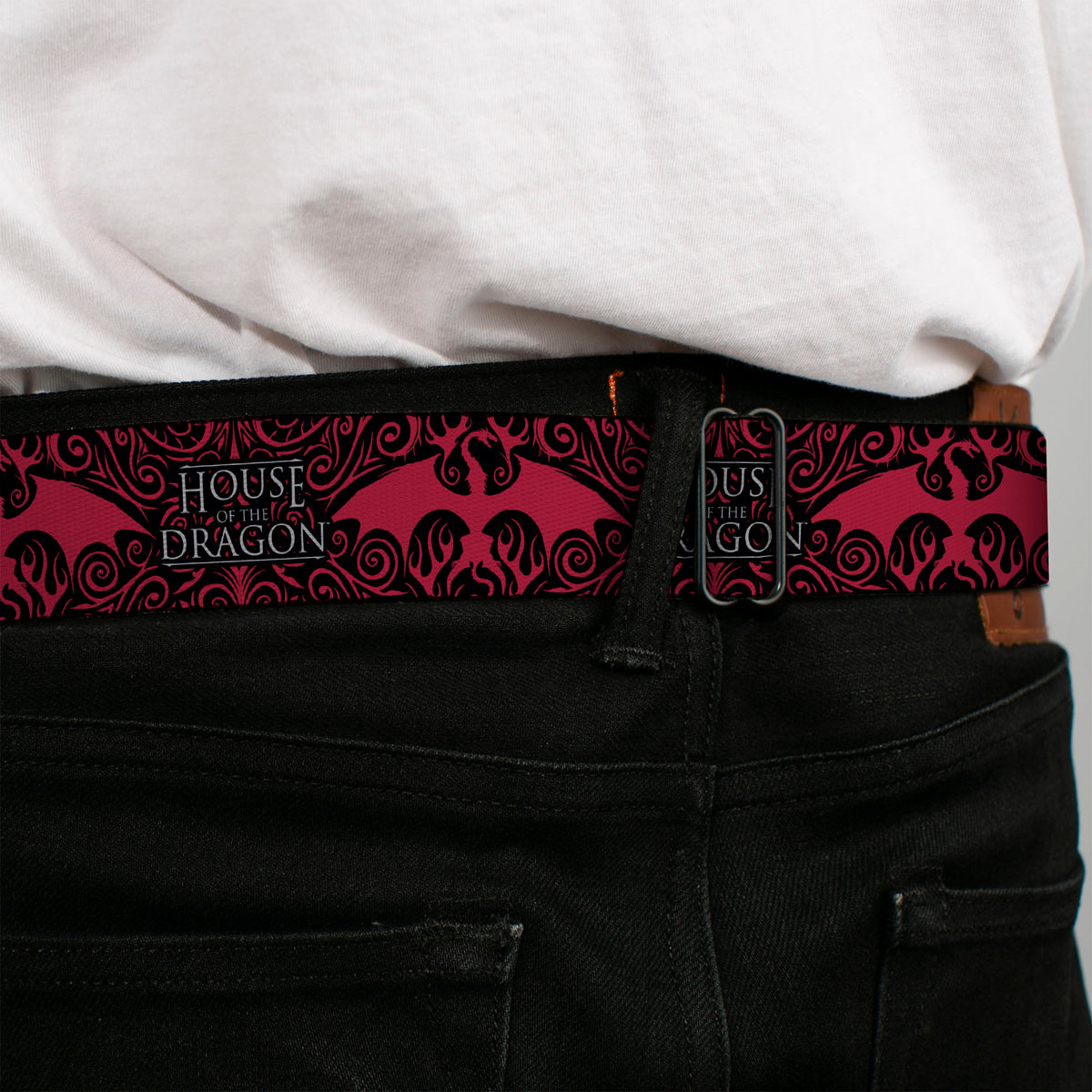 House of the Dragon Eye Throne Icon Full Color Black/Gray/Orange Seatbelt Belt - HOUSE OF THE DRAGON Dragon Icon Black/Red/White Webbing Seatbelt Belts House of the Dragon