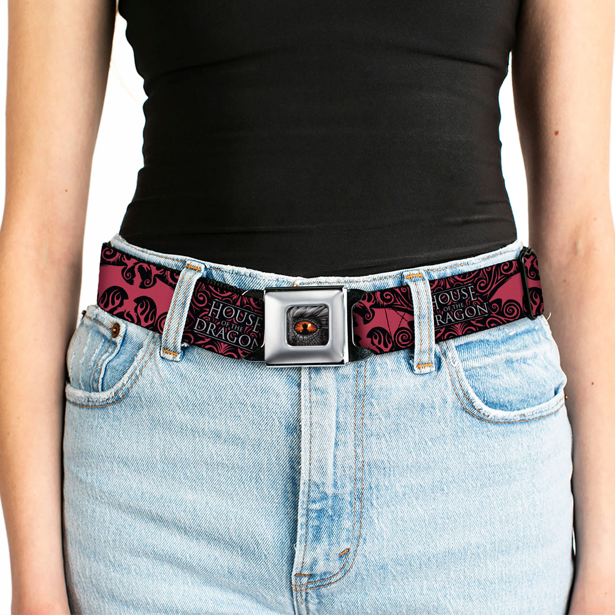 House of the Dragon Eye Throne Icon Full Color Black/Gray/Orange Seatbelt Belt - HOUSE OF THE DRAGON Dragon Icon Black/Red/White Webbing Seatbelt Belts House of the Dragon