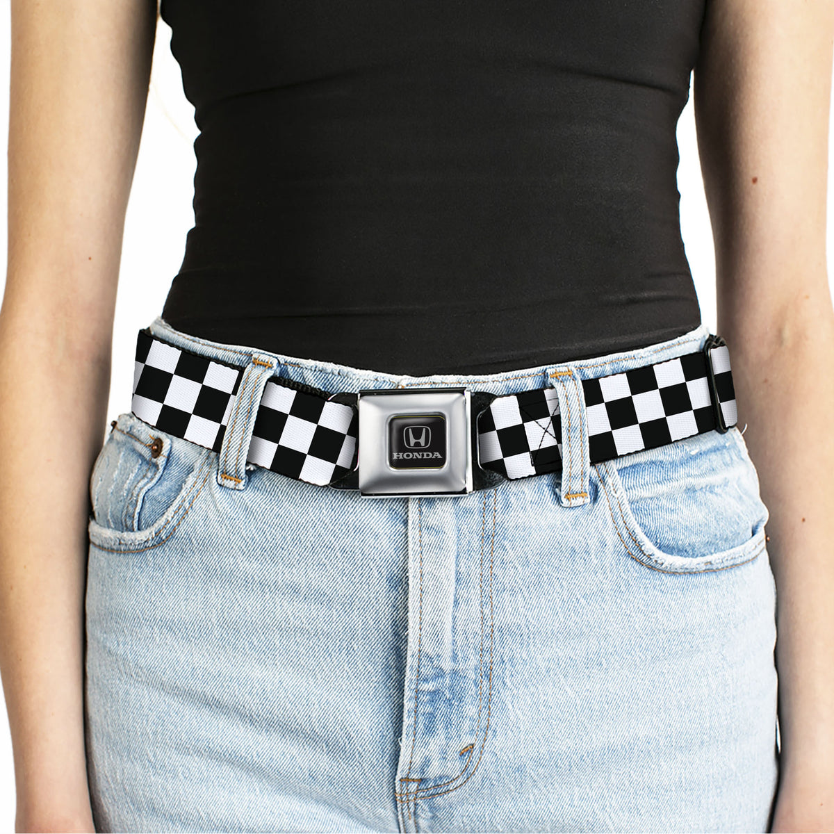 Honda Seatbelt Belt - Checker Black/White Webbing Seatbelt Belts Honda