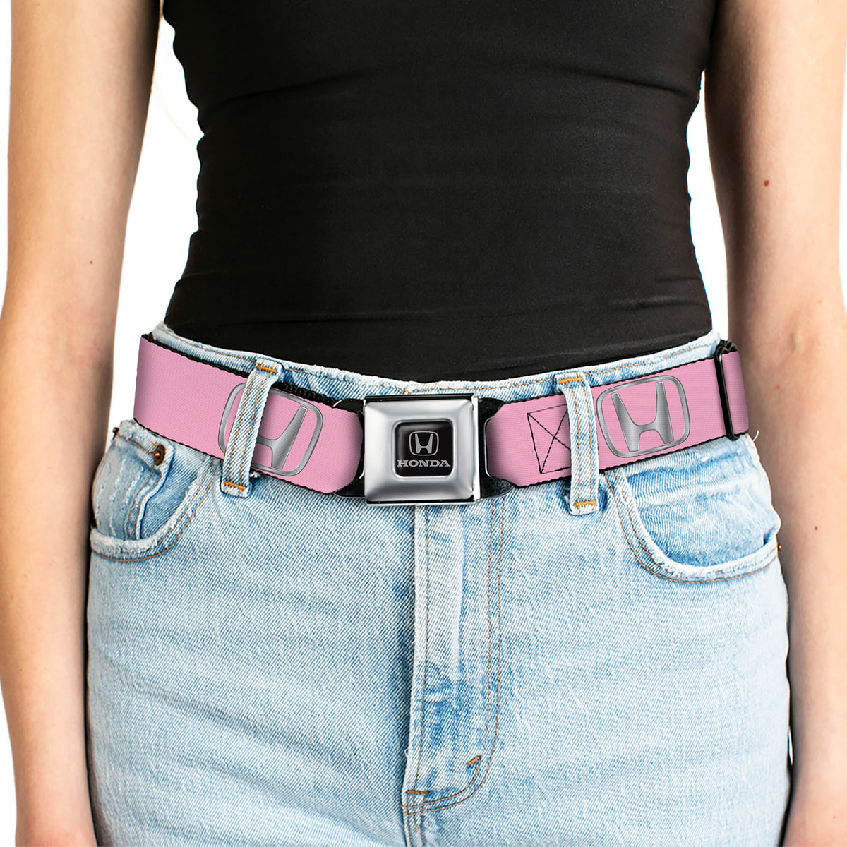 Honda Seatbelt Belt - Honda Logo Pink/Silver-Fade Webbing Seatbelt Belts Honda