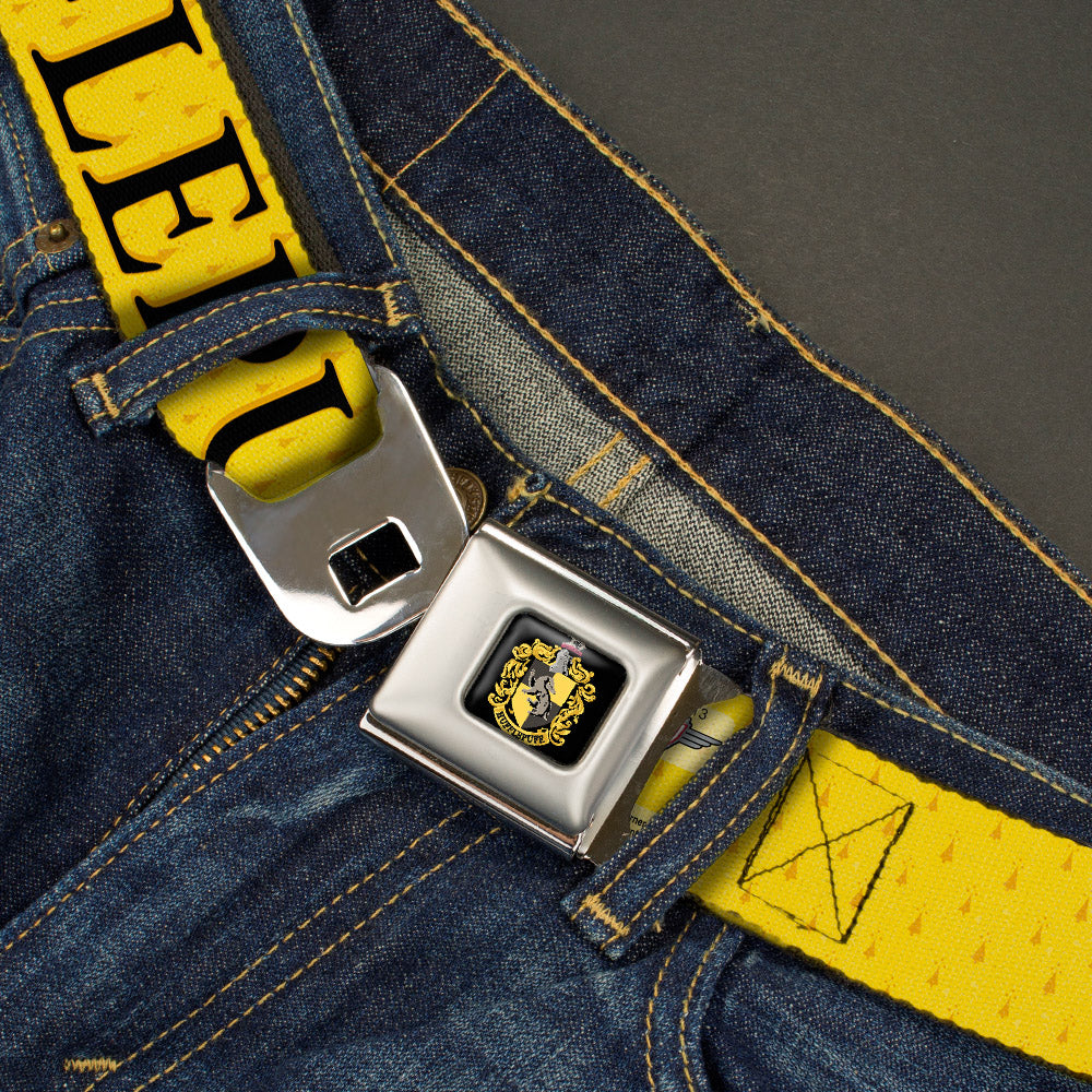 Hufflepuff Crest Full Color Seatbelt Belt - Harry Potter HUFFLEPUFF & Crest Yellow/Black Webbing Seatbelt Belts Harry Potter