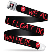 It Chapter Two Pennywise Face2 Full Color Black/Reds/Blues Seatbelt Belt - It Chapter Two I LOVE DERRY Balloon/WE ALL FLOAT DOWN HERE Quote Black/Red/White Webbing Seatbelt Belts IT