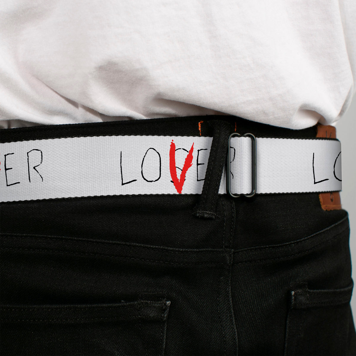 It Chapter Two LOSER/LOVER Full Color White/Black/Red Seatbelt Belt - It Chapter Two LOSER/LOVER White/Black/Red Webbing Seatbelt Belts IT