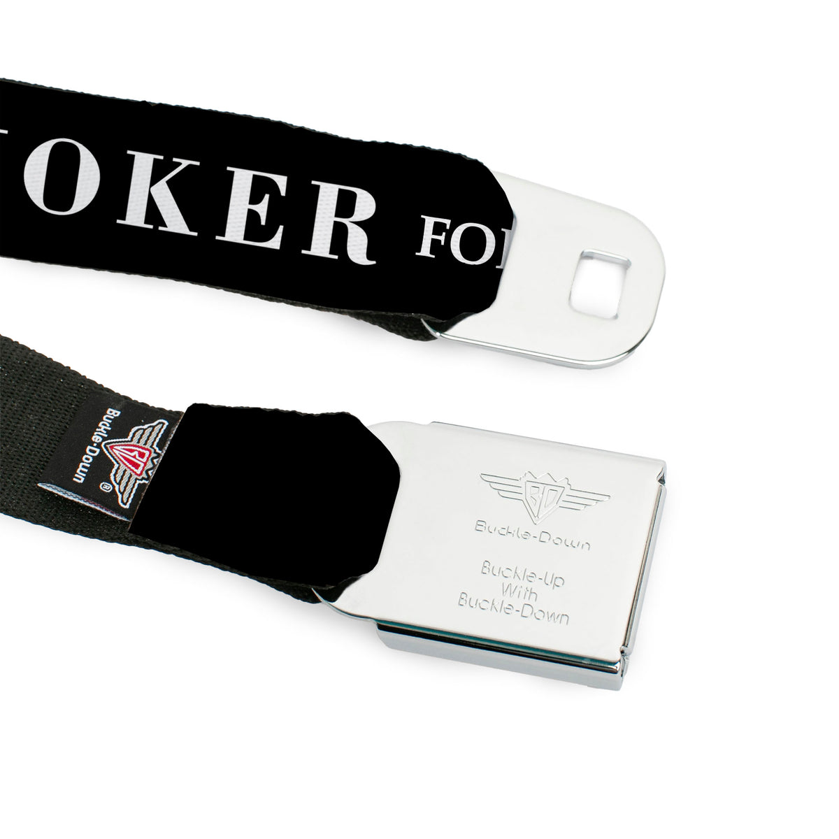 Joker Presidential Seal Full Color Black White Blue Red Seatbelt Belt - THE JOKER FOR PRESIDENT/Joker Presidential Seal CLOSE-UP Black/White/Blue/Red Webbing Seatbelt Belts DC Comics