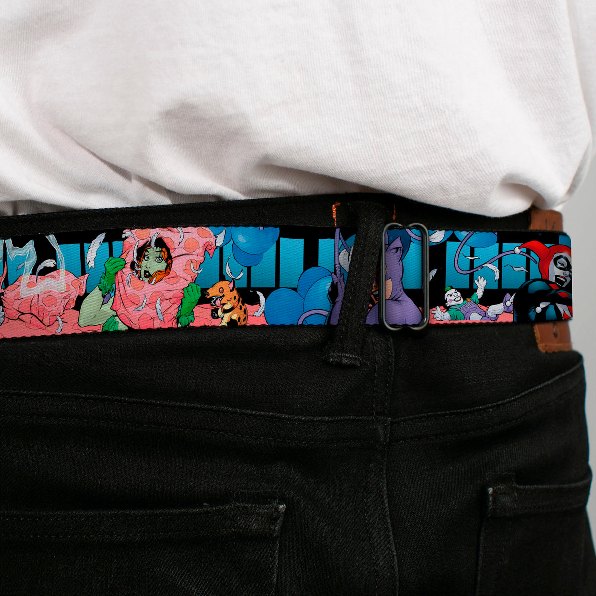 Harley Quinn Diamond Full Color Black Red Seatbelt Belt - Catwoman/Harley Quinn/Poison Ivy Pillow Fight Webbing Seatbelt Belts DC Comics