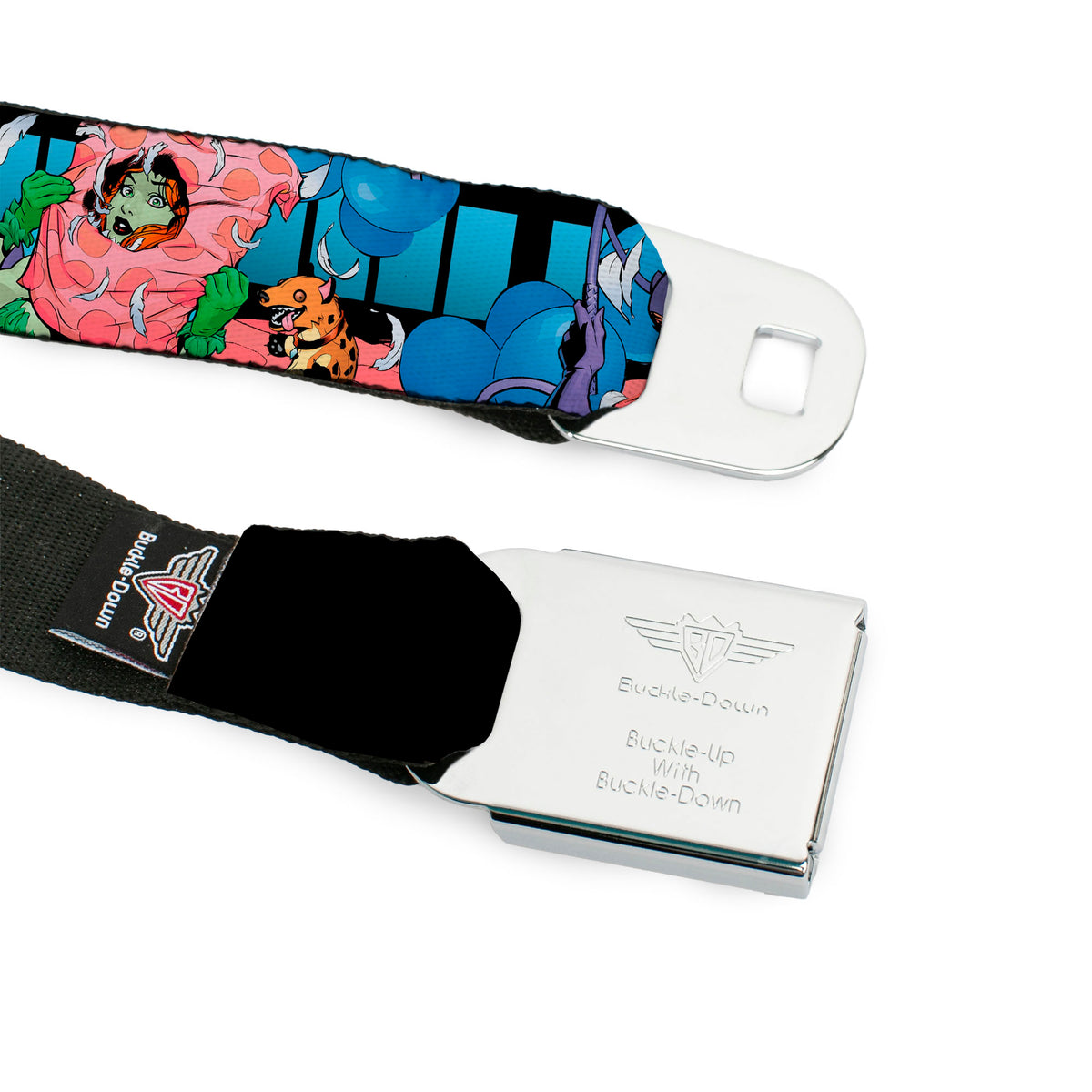 Harley Quinn Diamond Full Color Black Red Seatbelt Belt - Catwoman/Harley Quinn/Poison Ivy Pillow Fight Webbing Seatbelt Belts DC Comics
