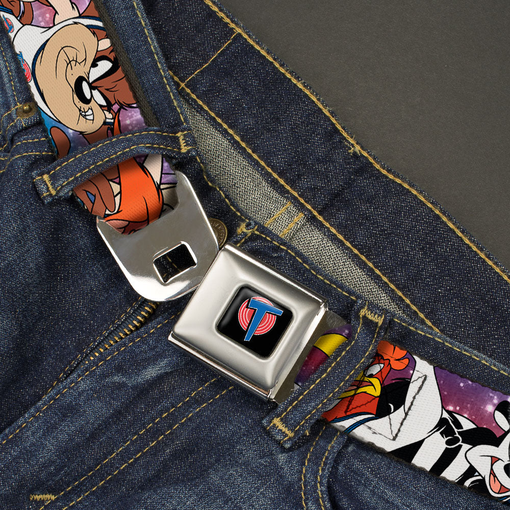 Space Jam Tune Squad Icon Full Color Black/Red/Blue Seatbelt Belt - Space Jam Tunes Squad 10-Players Group Pose Galaxy Webbing Seatbelt Belts Looney Tunes