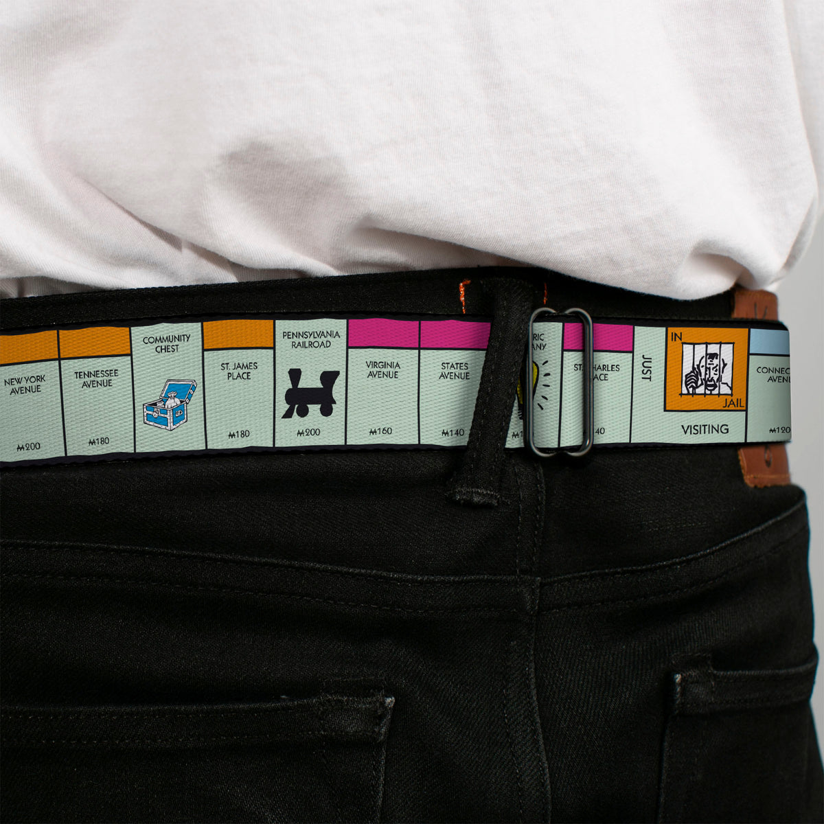 Monopoly GO Space Full Color Seatbelt Belt - Monopoly Game Board Space Blocks Webbing Seatbelt Belts Hasbro