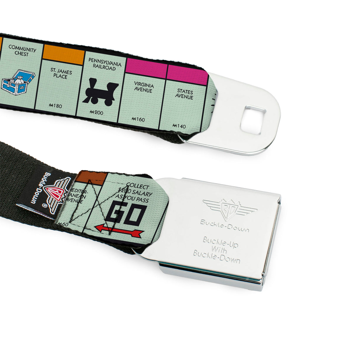 Monopoly GO Space Full Color Seatbelt Belt - Monopoly Game Board Space Blocks Webbing Seatbelt Belts Hasbro