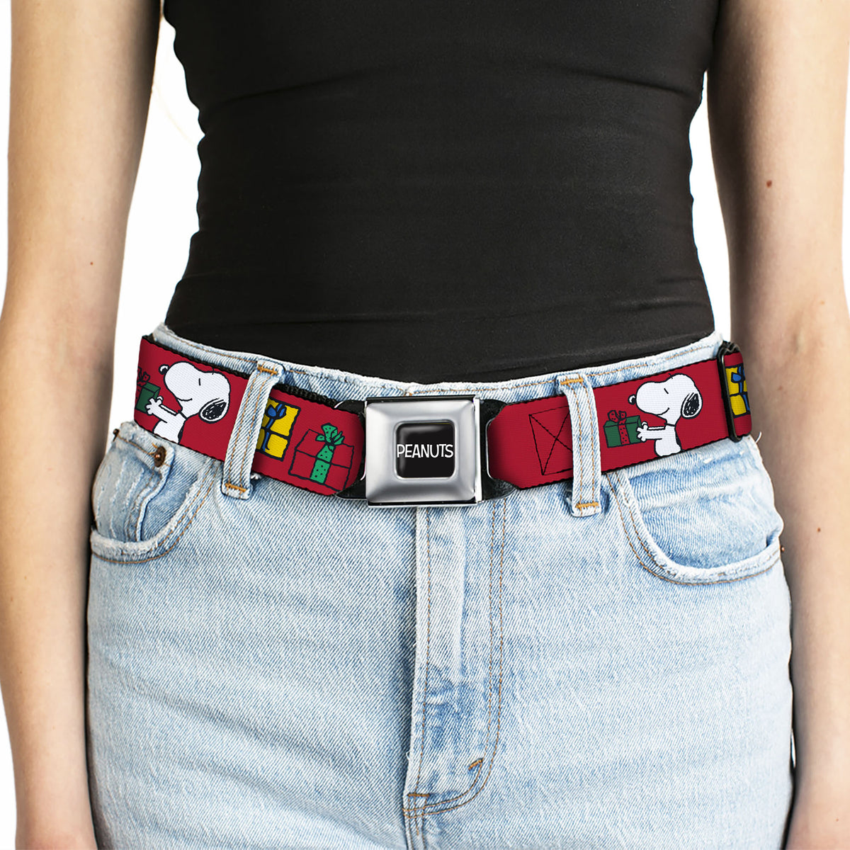 Snoopy & Woodstock Holiday Gift Exchange Seatbelt Belt – Peanuts Fan Gear Red Seatbelt Belts Peanuts