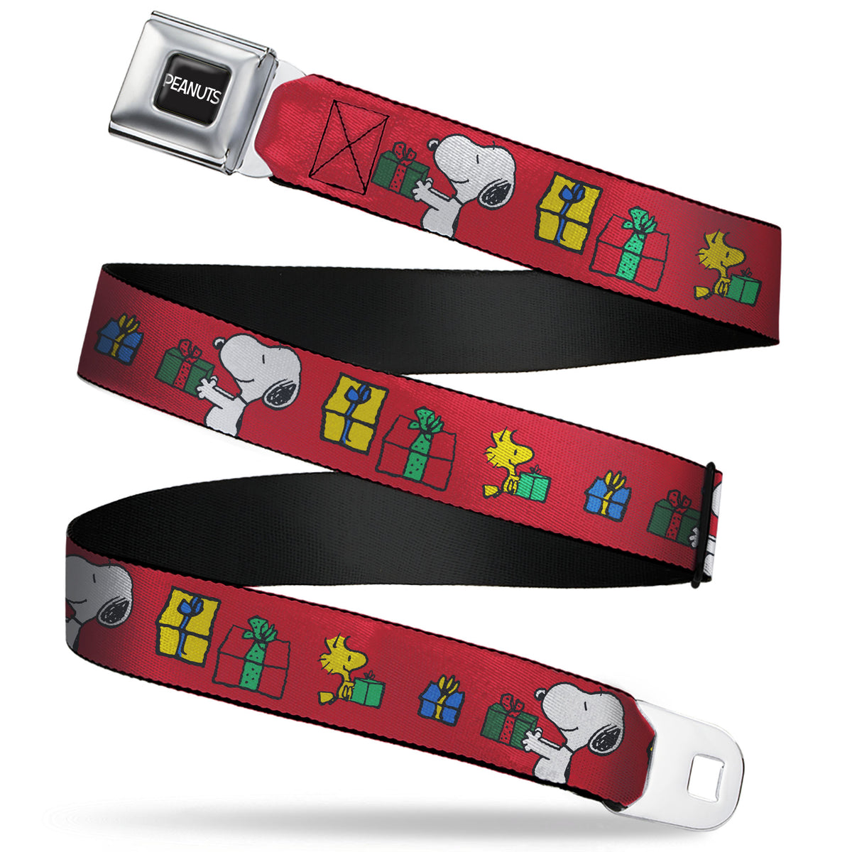 Snoopy & Woodstock Holiday Gift Exchange Seatbelt Belt – Peanuts Fan Gear Red Seatbelt Belts Peanuts