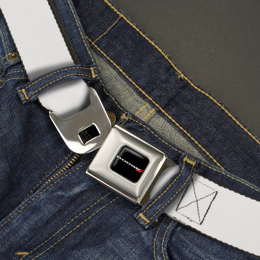 Dodge Red Rhombus Seatbelt Belt - White Webbing Seatbelt Belts Dodge